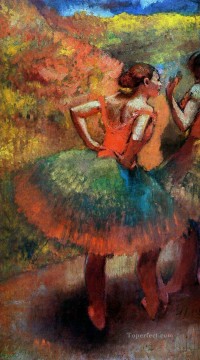エドガー・ドガ Painting - 緑のスカートをはいた 2 人のダンサー 風景画家 エドガー・ドガ